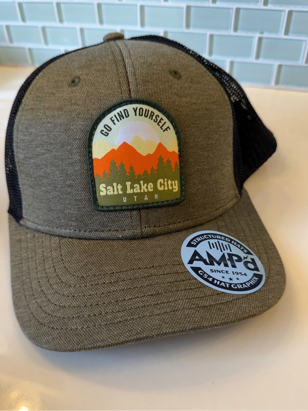 NWT Salt Lake City Patch Trucker Hat - Olive & Black - Snapback